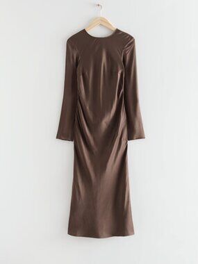 & Other Stories Brown Open Back Midi Dress Size 0